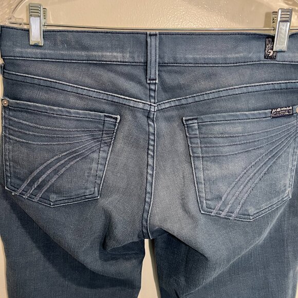 7 For All Mankind Gray Blue Low Rise Crop Dojo Jeans, Size 28 - Picture 7 of 12